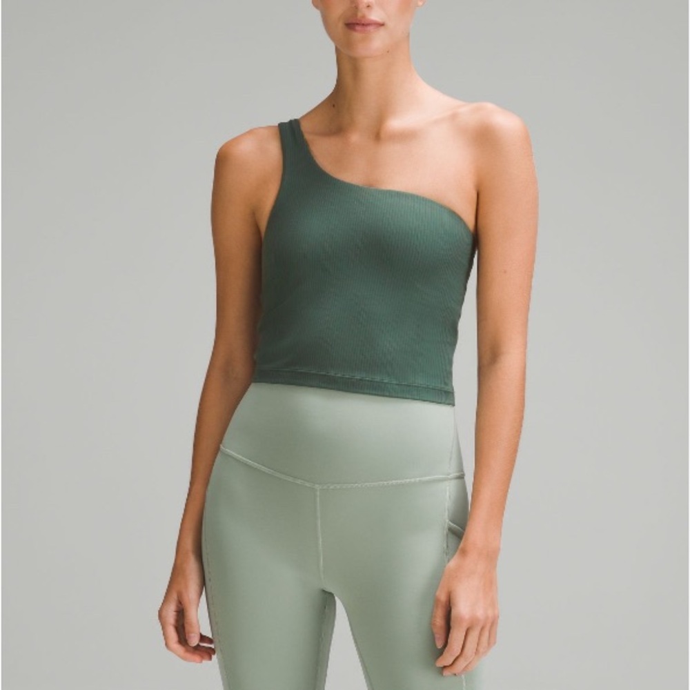 NEW LULU LEMON Ribbed Nulu Asymmetrical Yoga Tank size 4 green